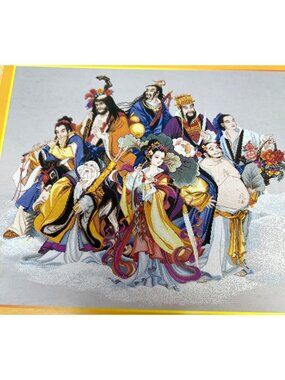 The Eight Immortals Cross-Stitch Pattern 34.5" x 28" Pattern On Grey 14-Count Ai